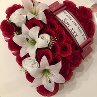 Red Rose and White Lily Heart Wreath