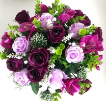 Purple and Lilac Roses and Pink Alstromeria