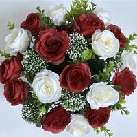 Artificial Silk Red and Cream Rose Bouquet