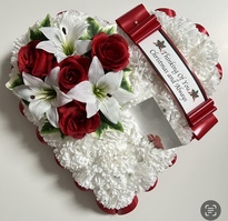 Rose Rose and Lily Heart Christmas Wreath